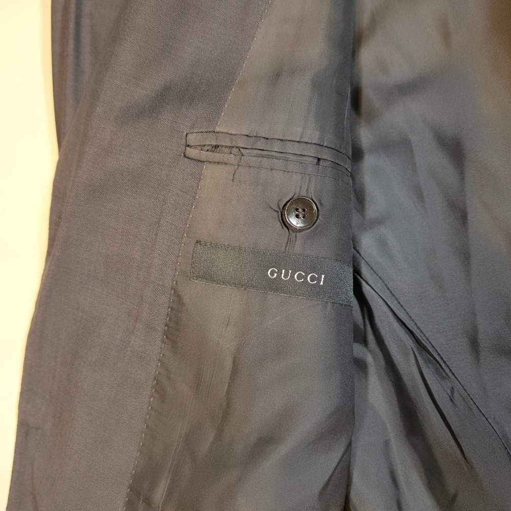Gucci Vintage Mens Blazer Sport Coat Dark Grey/Black 3 Button Made in Italy 44R - Picture 2 of 10